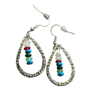 Silver Plated Bohemian Colorful Beaded Dangle Earrings